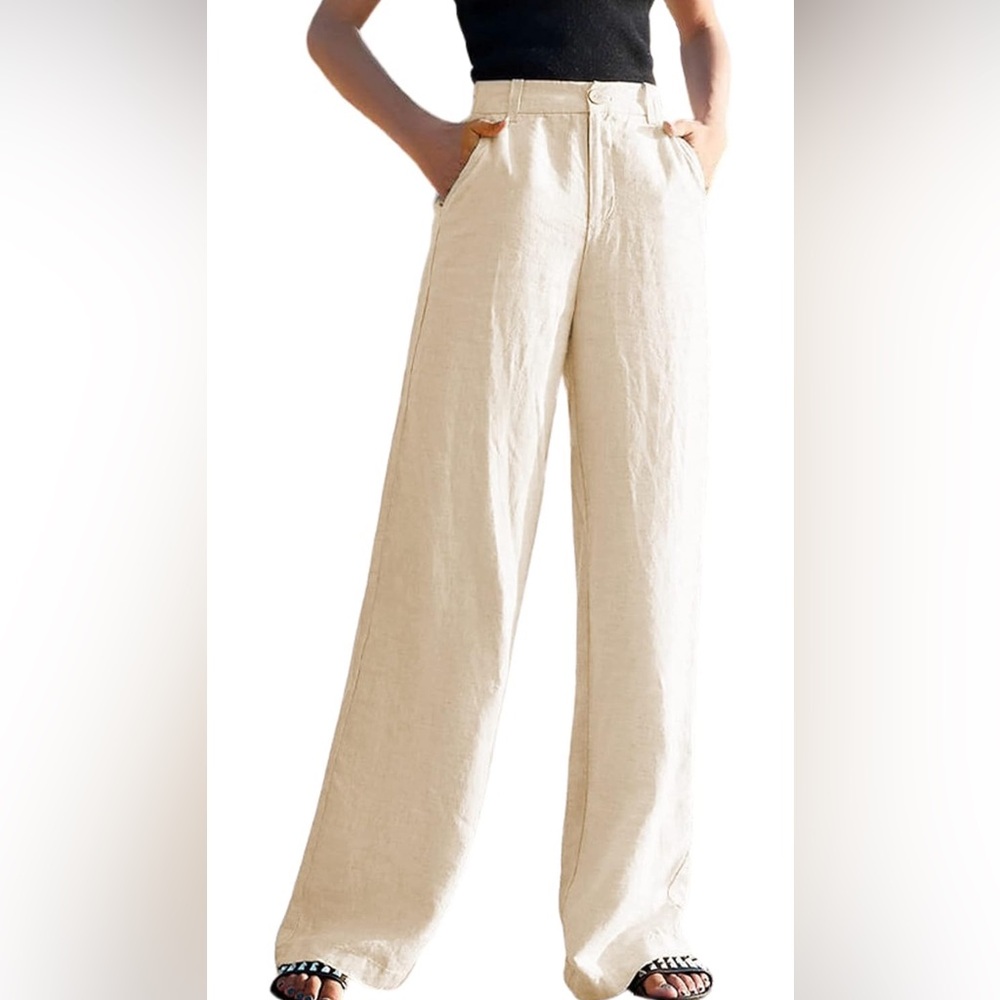 *NEW* Hooever Womens Casual High Waisted Wide Leg Pants Straight Leg Trousers